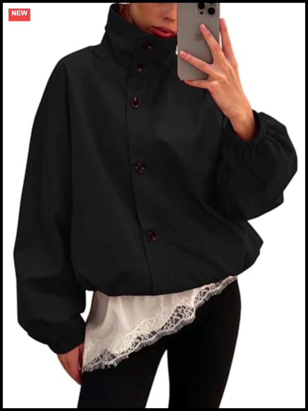 Women's Cropped Funnel Neck Windbreaker Jacket Lightweight Full Zip